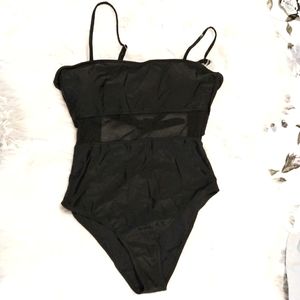 NWOT Solid Black One Piece Swimsuit M